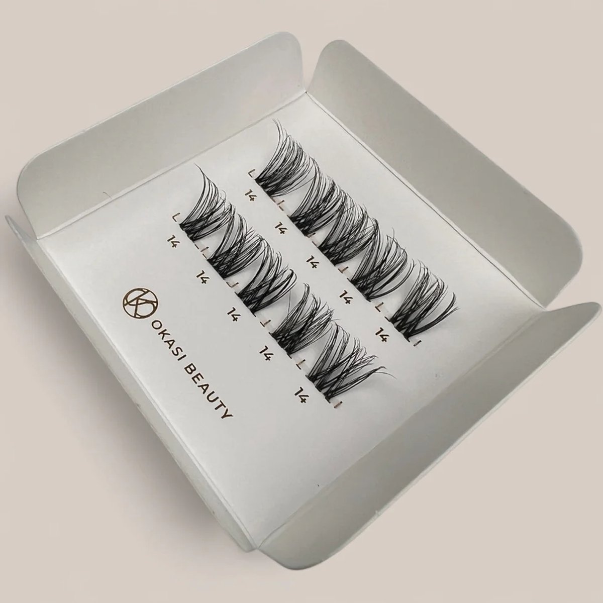 Okasi Beauty - Flirty Try Me 14 mm - Premium Natural Lashes - 10-cluster DIY Wimper segmenten - Lengte 14 mm - Ultradunne transparante wimperband - DIY wimperextensions - Speelse wimperlook