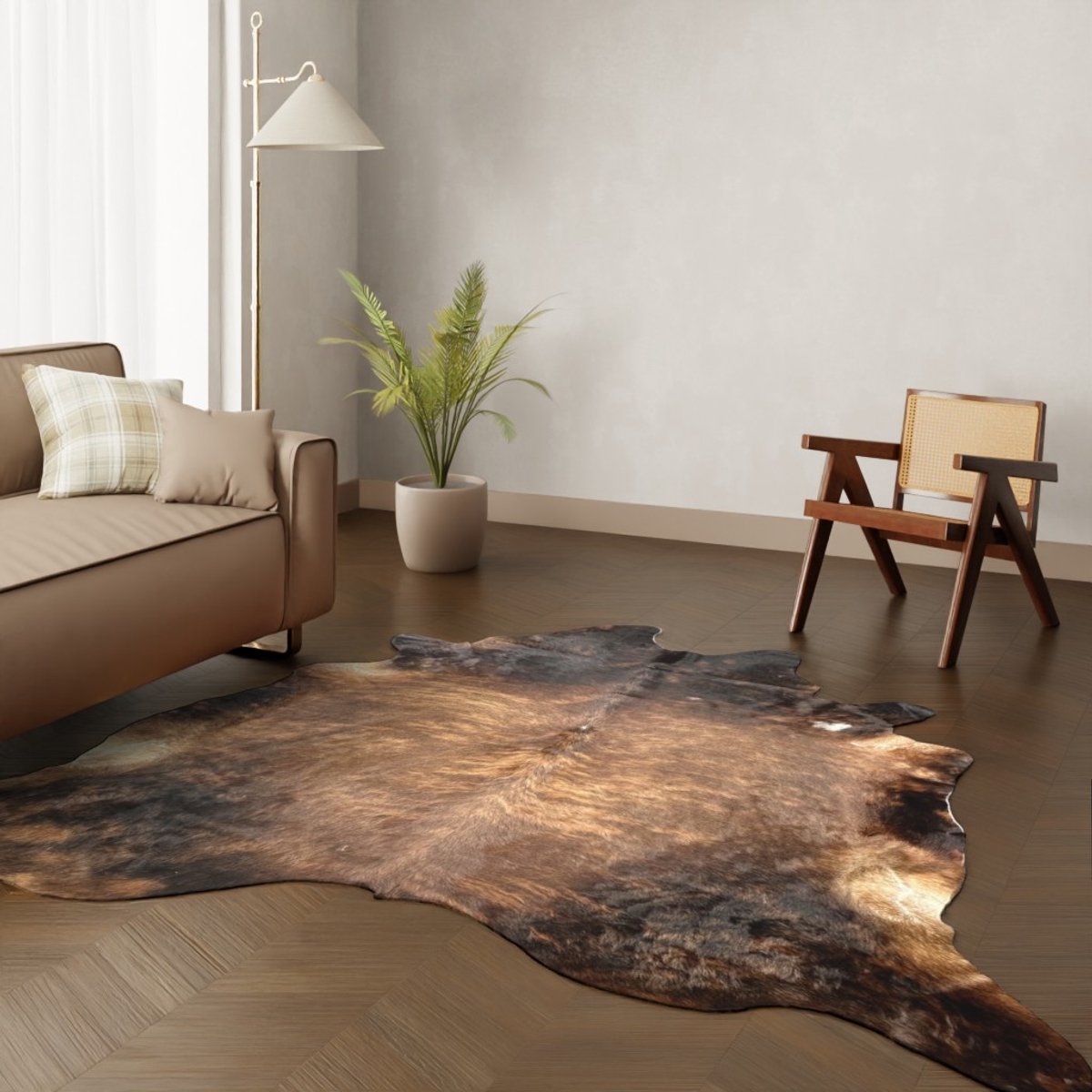 Donkerbruin koeienhuid vloerkleed - XL bruin koeienkleed kastanjebruin koeienvel - dierenhuid dierenvel bruin koehuid tapijt