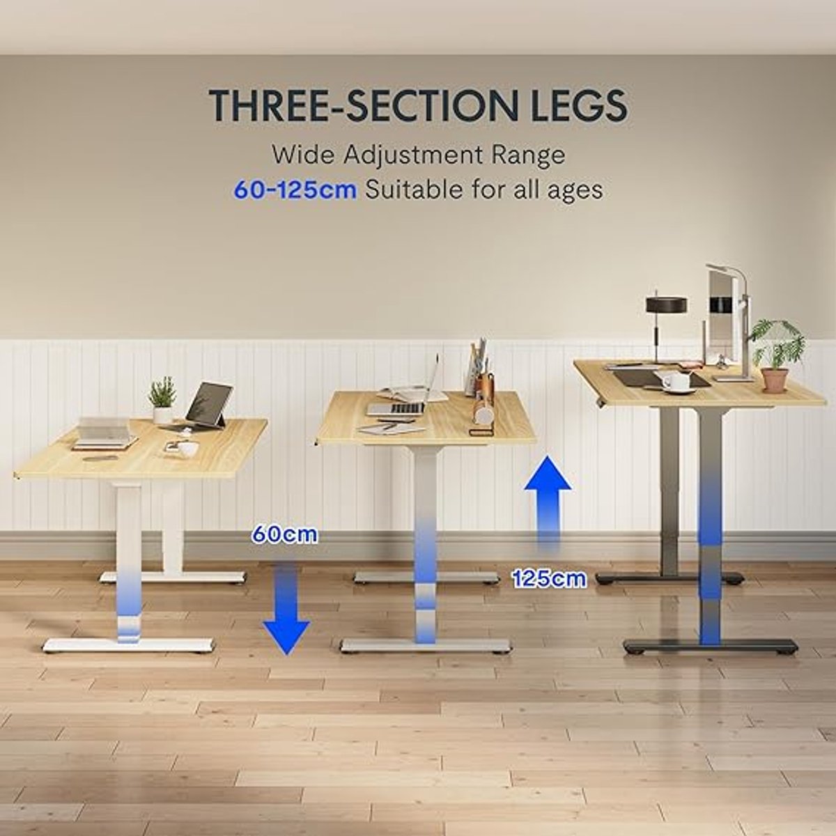 Elektrisch in hoogte verstelbaar bureau Medahomestore “ProAdjust 140” – 140x80 cm – Dubbele Motor – 4 Geheugenposities – 3-Delig Frame – Zwart + Esdoorn – Ergonomisch Werkplek Bureau voor Thuis en Kantoor