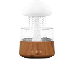 Umelee 450 ml Regenwolk Vorm Luchtbevochtiger - 3 Regen/Mist Modus - 7 Nachtverlichting - Aroma Diffuser voor Kamer Thuis Kantoor Auto - Houtnerf