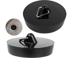 Gootsteendop - plugstop - afvoerstop Groot - Gootsteen afsluiten - Sink Stopper - Zwart - 2 stuks