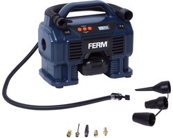 FERM - F-Power - CRM1054_S - Compressor - set - 20V - 2.0Ah - Accu - en - lader - Draagbare - Accu compressor set - Hoge volume - Hoge druk - Instelbaar - 11 Bar - 1100kpa - 160 psi - Met: - 2Ah accu - Lader - 8 adapters