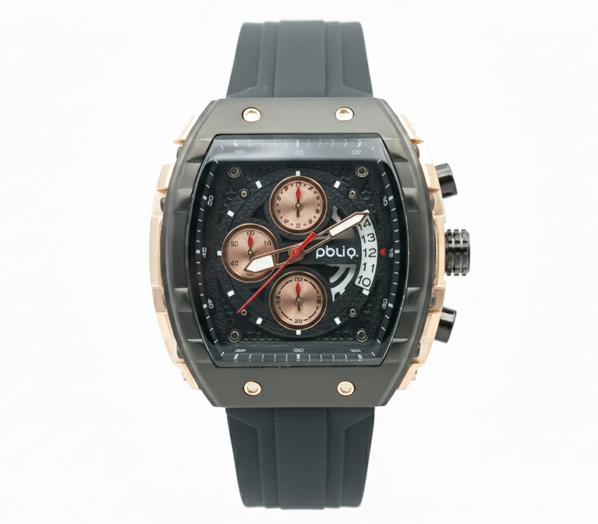 PBLIQ - Luxe Herenhorloge Zwart Roségoud - Quartz Chronograaf Horloge