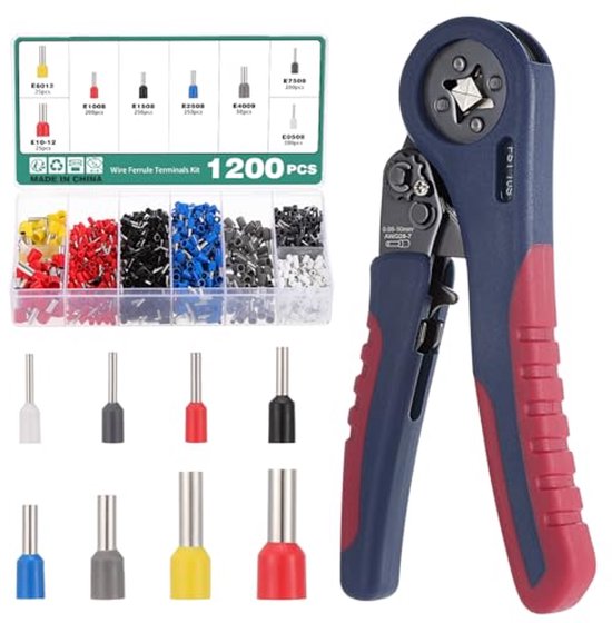 KF CPTEC Krimptang wisselbekken set 5-delig – ratelkrimptang voor geïsoleerde en niet geïsoleerde kabelschoenen, krimpverbinders en adereindhulzen – adereindhulstang