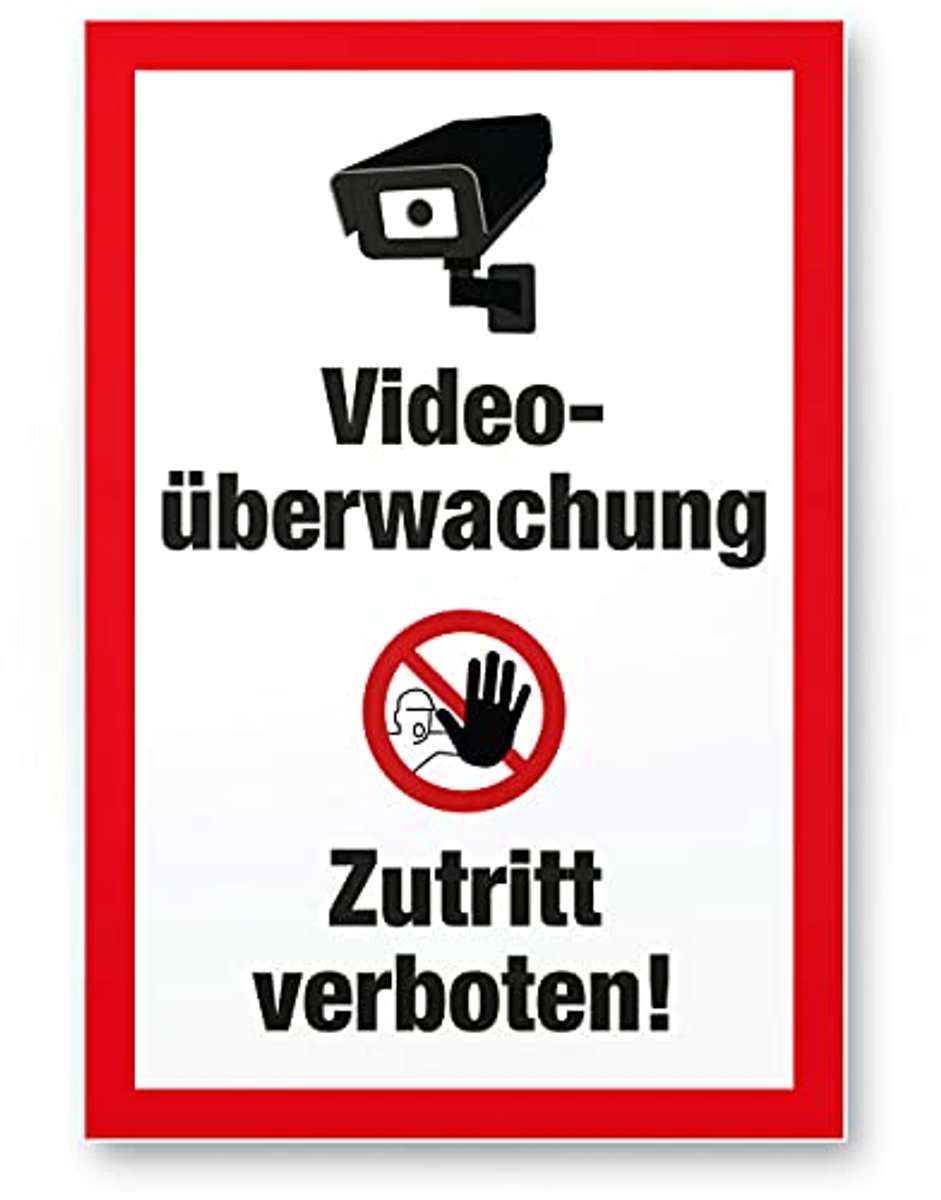Videobewakingsbord - Veiligheidswaarschuwing - Extra aandacht gevraagd