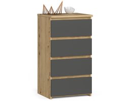 Kommode CL4 met 4 Lades / AKORD Furniture Factory / Artisan Eik - Grafietgrijs / 40x74x35 cm