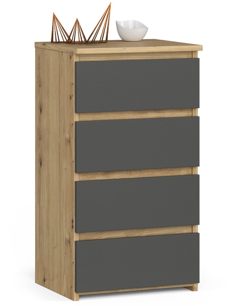 Kommode CL4 met 4 Lades / AKORD Furniture Factory / Artisan Eik - Grafietgrijs / 40x74x35 cm