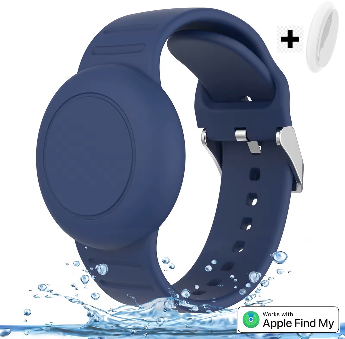 BlueTime - Horlogebandje Houder voor Tag - Inclusief Tag - Verstelbaar en Waterdicht - Veilig - Kind - Geschikt voor Apple Find My - GPS Horloge Kind - GPS Tracker - Locatie Tracker - kinder gps horloge