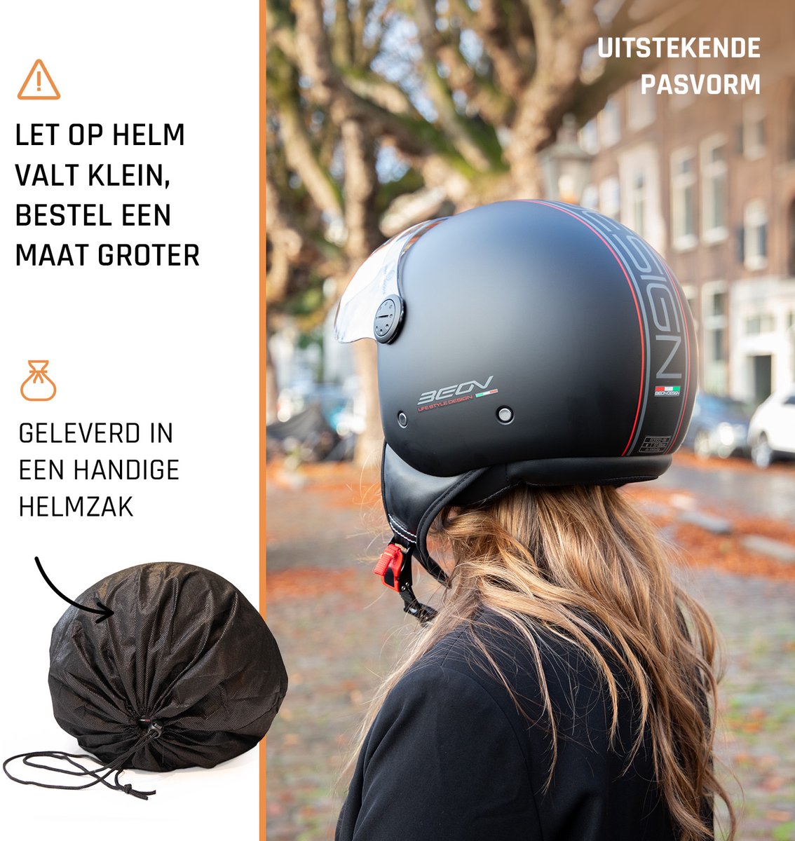 BEON Design Scooterhelm - Mat Zwart - M - Jethelm met Vizier - Motorhelm - Geschikt voor Vespa, Scooter, Brommer, Motor en Snorfiets – foto 2