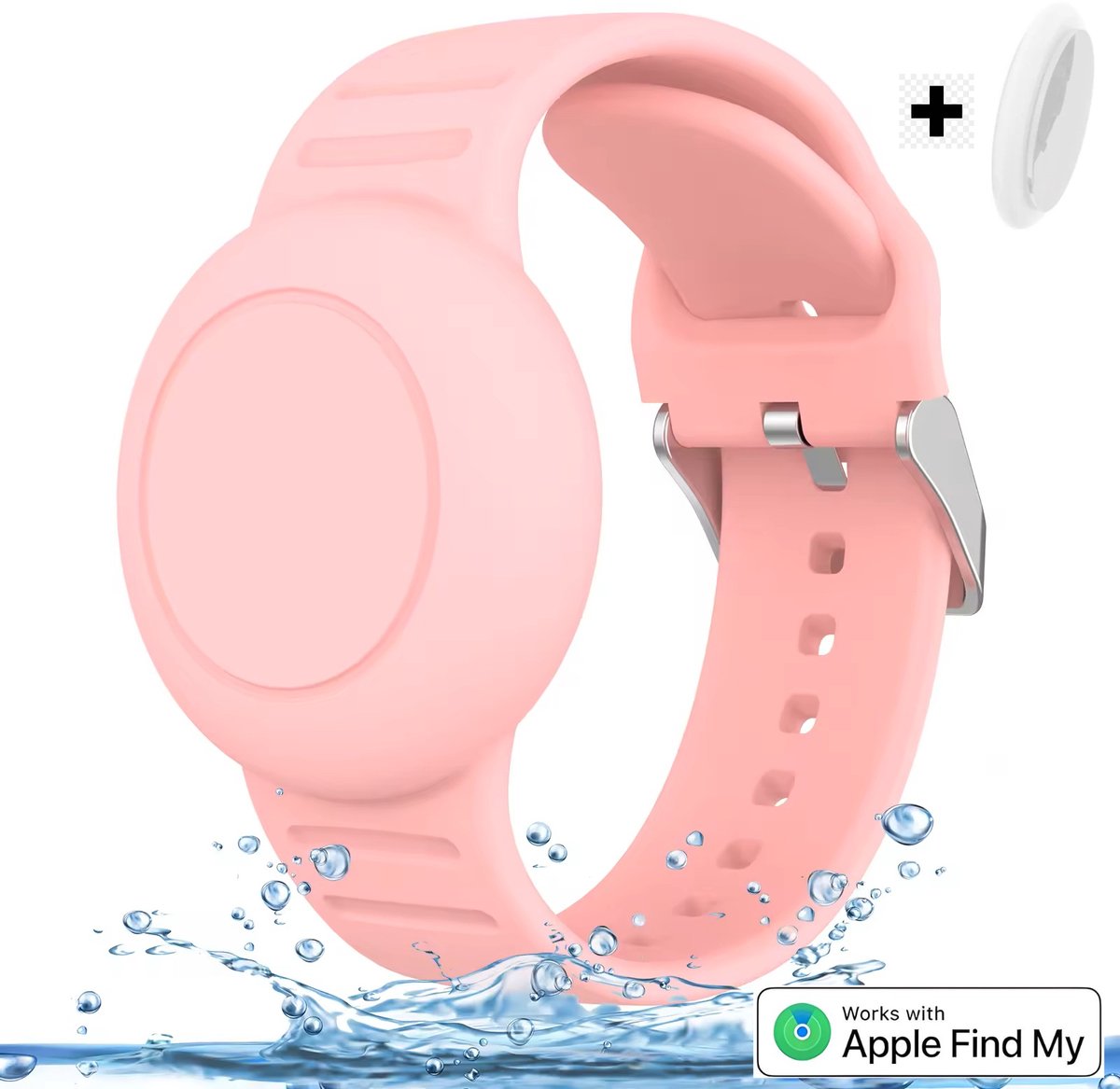BlueTime - Horlogebandje Houder voor Tag - Inclusief Tag - Verstelbaar en Waterdicht - Veilig - Kind - Geschikt voor Apple Find My - GPS Horloge Kind - GPS Tracker - Locatie Tracker - kinder gps horloge