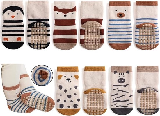 Chaussettes bébé épaisses et antidérapantes - 5 paires de chaussettes chaudes d'hiver antidérapantes pour tout-petits - Chaussettes d'éveil pour filles et garçons - Taille M, 1-3 ans