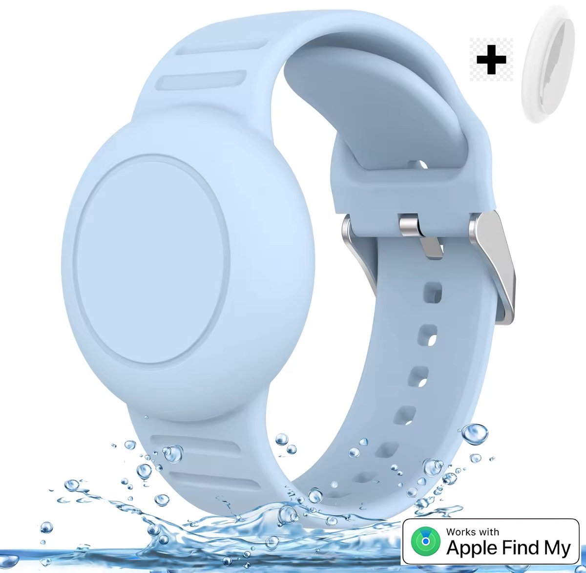 BlueTime - Horlogebandje Houder voor Tag - Inclusief Tag - Verstelbaar en Waterdicht - Veilig - Kind - Geschikt voor Apple Find My - GPS Horloge Kind - GPS Tracker - Locatie Tracker - kinder gps horloge