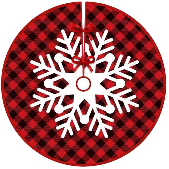 Rode Mini-kerstboomrok - Geborduurde Glitterboomrok - Boombodem Schort voor Versiering en Bescherming - 1 Stuk - Rood