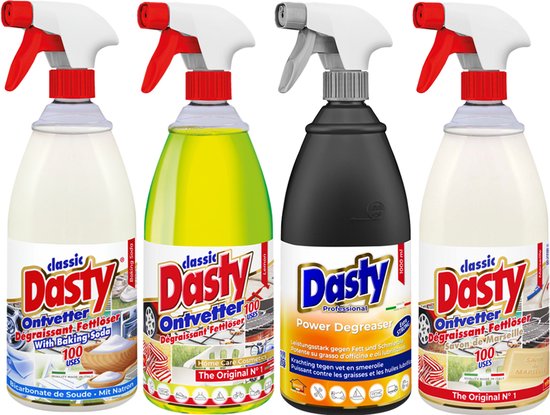 Dasty Ontvetter Voordeelpack - 4PACK - Baking Soda, Citroen, Power & Marseille | 4 liter dasty