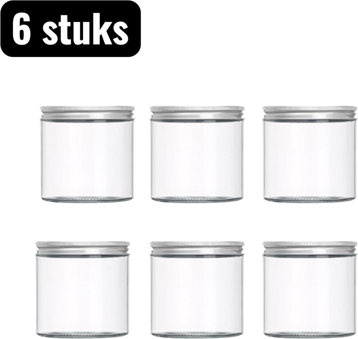 6 stuks - Kan - Gedroogd fruit pot - Ruidenthee container - Voedselpotten - 85mmPlastieken Pot - Luchtdichte Theebus voor Kruidenthee en Gedroogd Fruit - Voedselveilige Bewaarcontainer voor Melk Tabletten en Noten - 85mm - Zilveren deksel