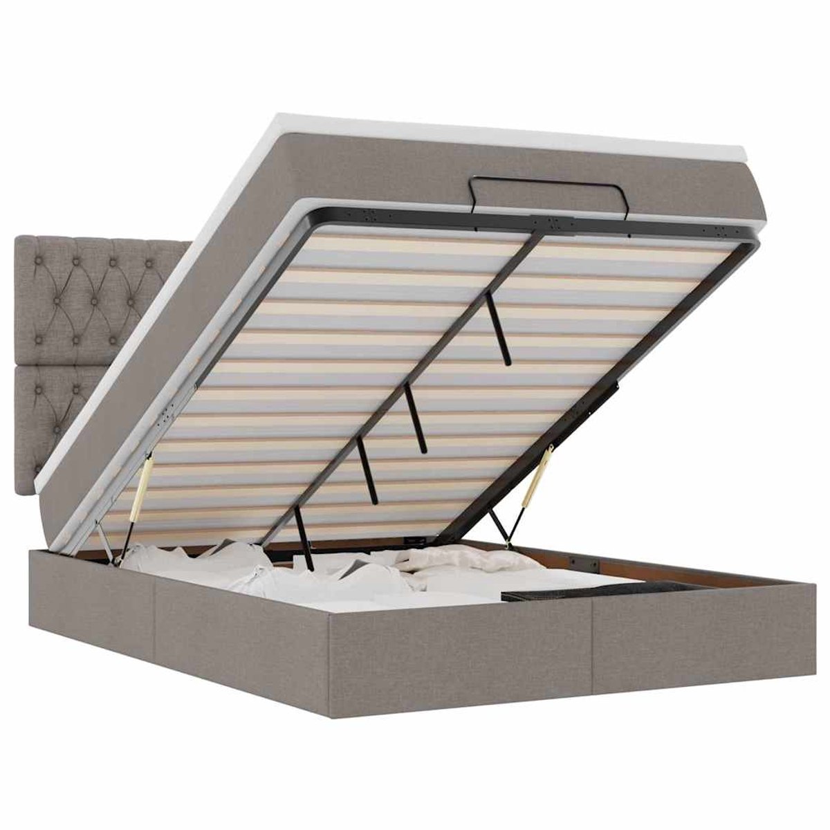 vidaXL - Ottoman - bed - met - matras - 140x190cm - stof - taupe