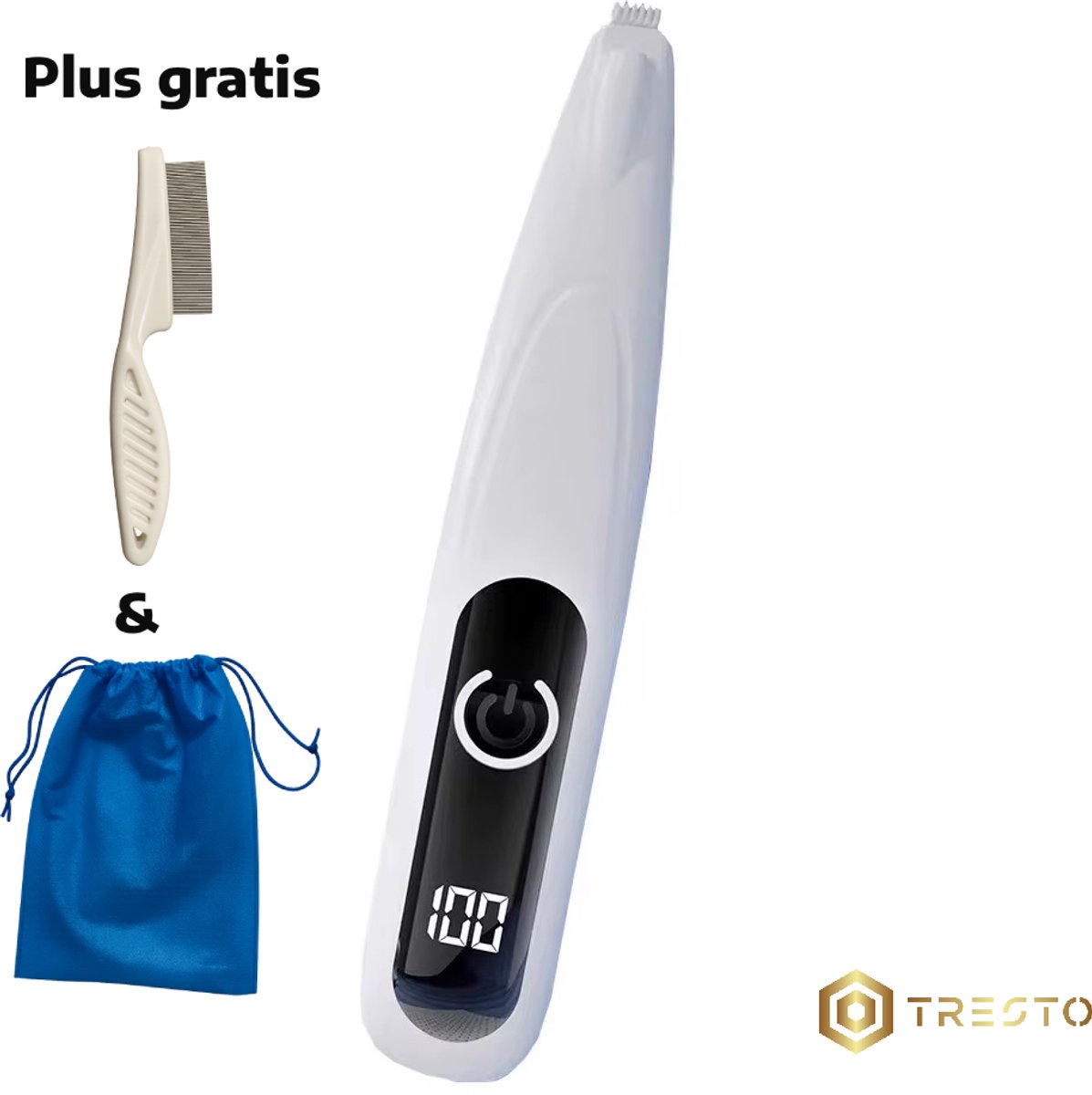 TRESTO - Honden Tondeuse - Hondentrimmer - Honden Trimset - Hondentrimmer Tondeuse - Dieren Tondeuse - Poten Trimmer Hond - Trimmer 18mm - Wit