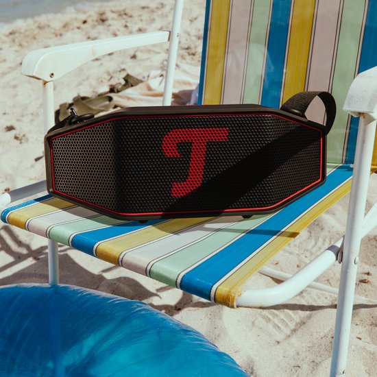 Teufel ROCKSTER CROSS 2 Draagbare Bluetooth Luidspreker voor binnen en buiten, met lange batterijduur tot 46 uur, IPX5 straalwaterdicht, stereo speaker - Black & Red van Teufel — afbeelding 5