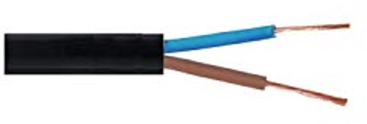 Flexibele zwarte 2- en 3-aderige kabel voor binnengebruik - 0.75 mm, 1.0 mm, 1.5 mm - Rol en op maat gesneden lengtes