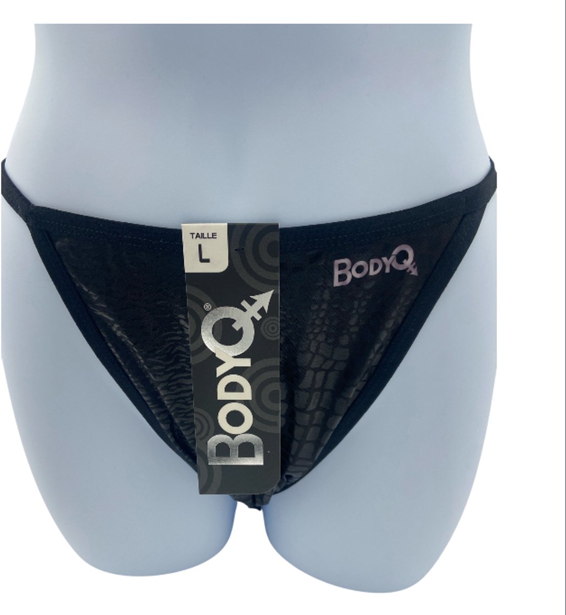 BodyQ Sexy Heren String – Zwart Croco met Roze – Erotische Herenlingerie – Maat L