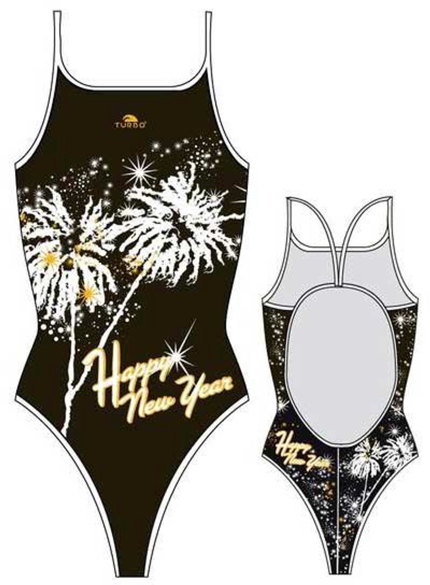 Turbo Happy New Year Zwemkleding Rood,Wit S Vrouw Black