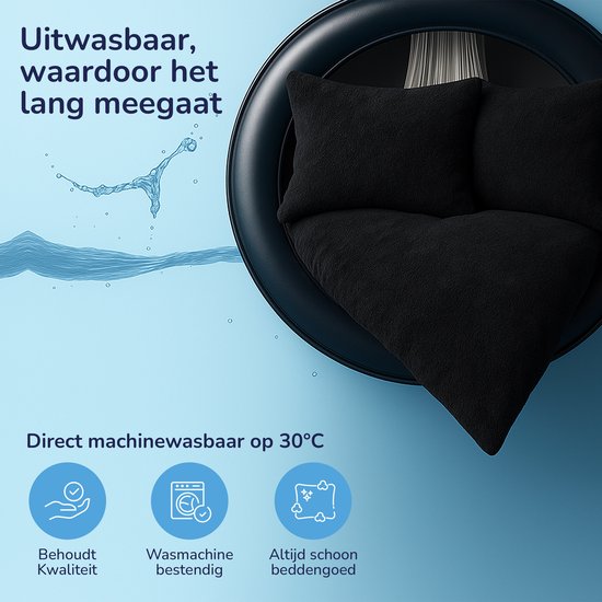 Decoware® Teddy Fleece Dekbedovertrek - Zwart - 2-persoons (200x220 cm + 2 Kussenslopen 60x70 cm) - Dubbelzijdig - Heerlijk Warm van Decoware — afbeelding 4