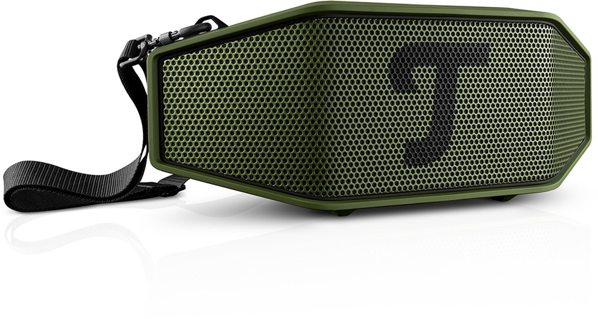 Teufel ROCKSTER CROSS 2 Draagbare Bluetooth Luidspreker voor binnen en buiten, met lange batterijduur tot 38 uur, IPX5 straalwaterdicht, stereo speaker - Black & Green