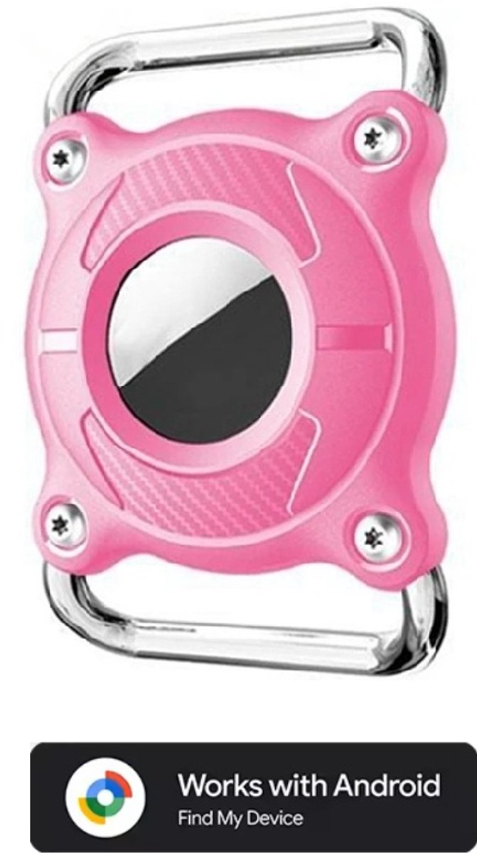 BlueTime - Taghouder voor Halsband - Inclusief Tag - Honden GPS tracker - Anti-kras en Waterbestendig - Beschermhoes - Geschikt voor Android Find My Device - Roze