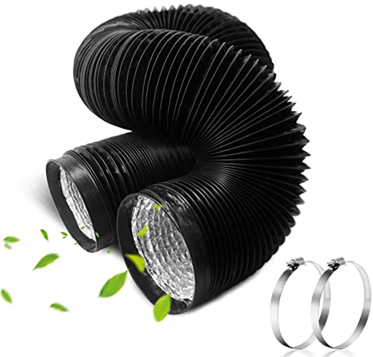 Afvoerslang Droger - Flexibele Slang - Ventilatie Toepassen - Hoge Temperatuur Bestendig - 150 mm x 3 m - Zwart