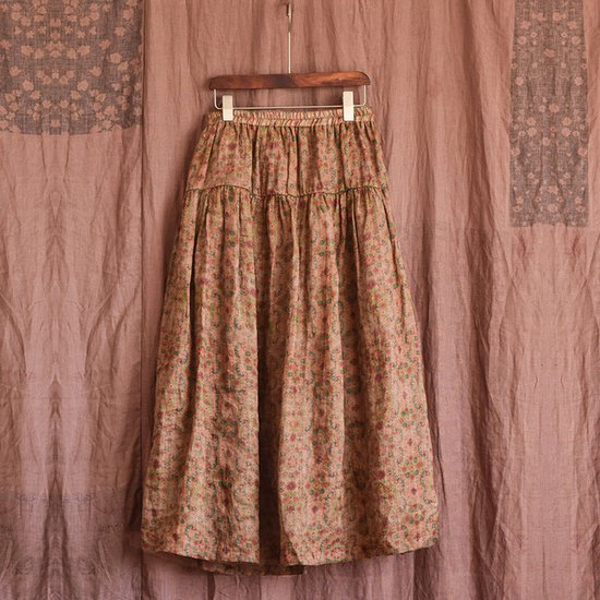 keusyoi Linnen Maxi Rok Geplooide Vintage Bohemian Lange Rok Casual Katoen Strand Rok Dames A-lijn Linnen Rok