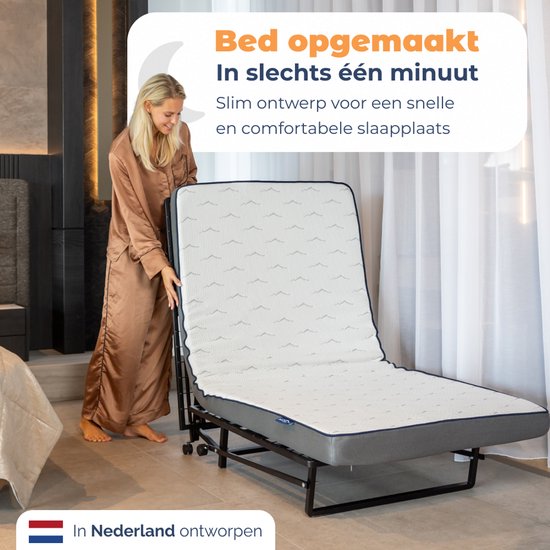 Best Life Lit Pliant 90x200 - Lit d’Appoint avec Matelas - Lit Pliable - Lit Rabattable 1 Personne