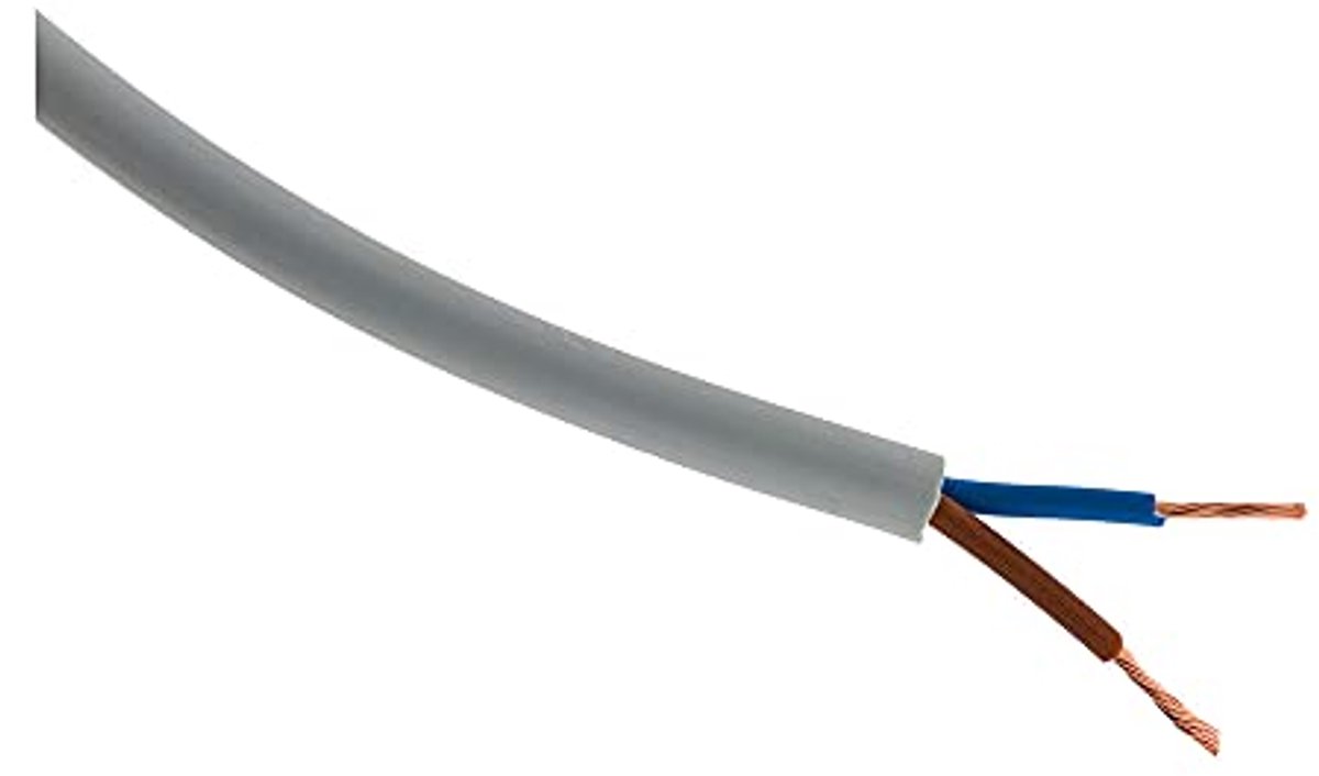 Kabel HO5VVF 2x1,5mm2 Grijs 10m Trommel voor Huishoudelijk Gebruik