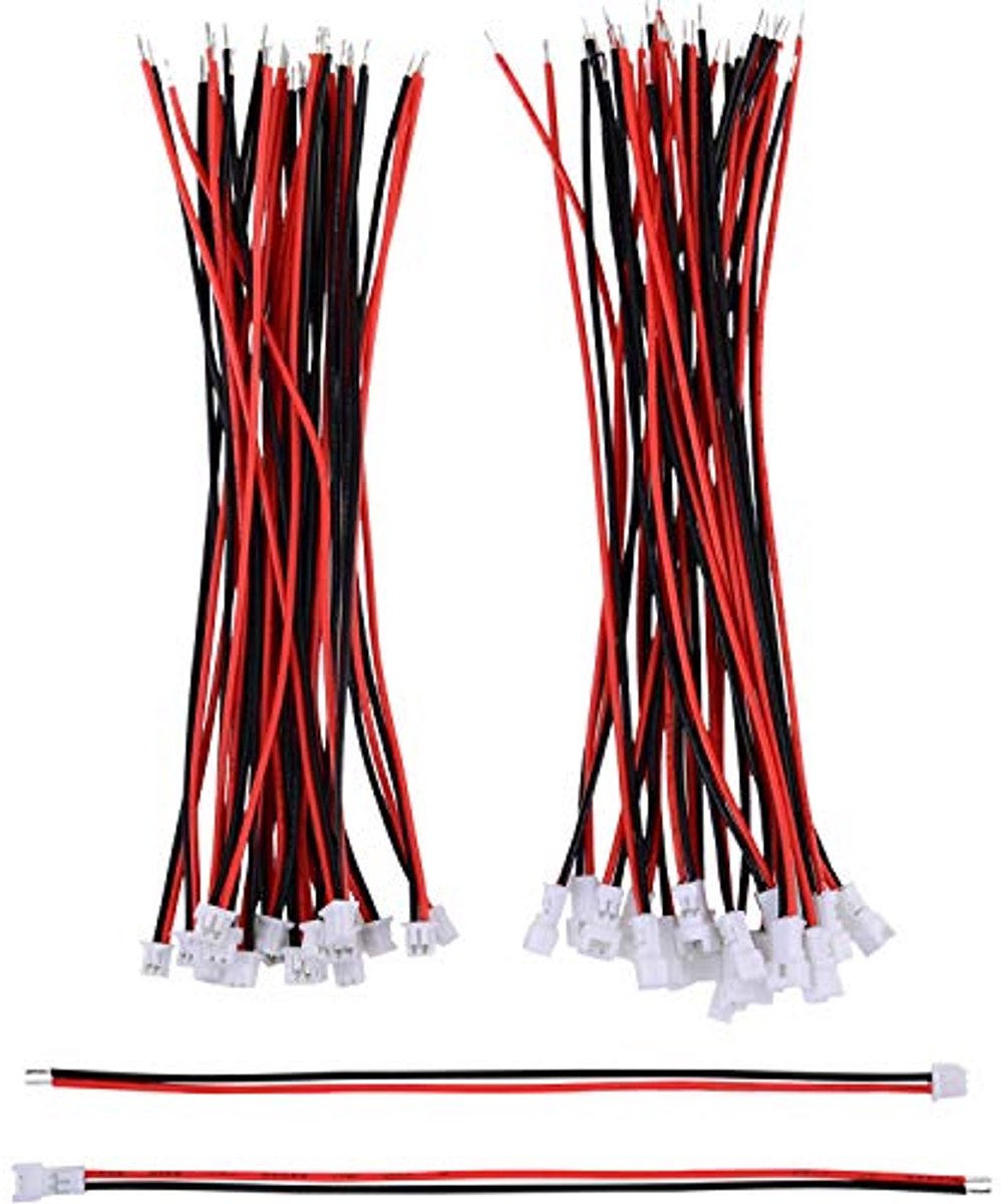 20 paar 1,25 mm 2-pins micro elektronica connectoren met 10 cm draad