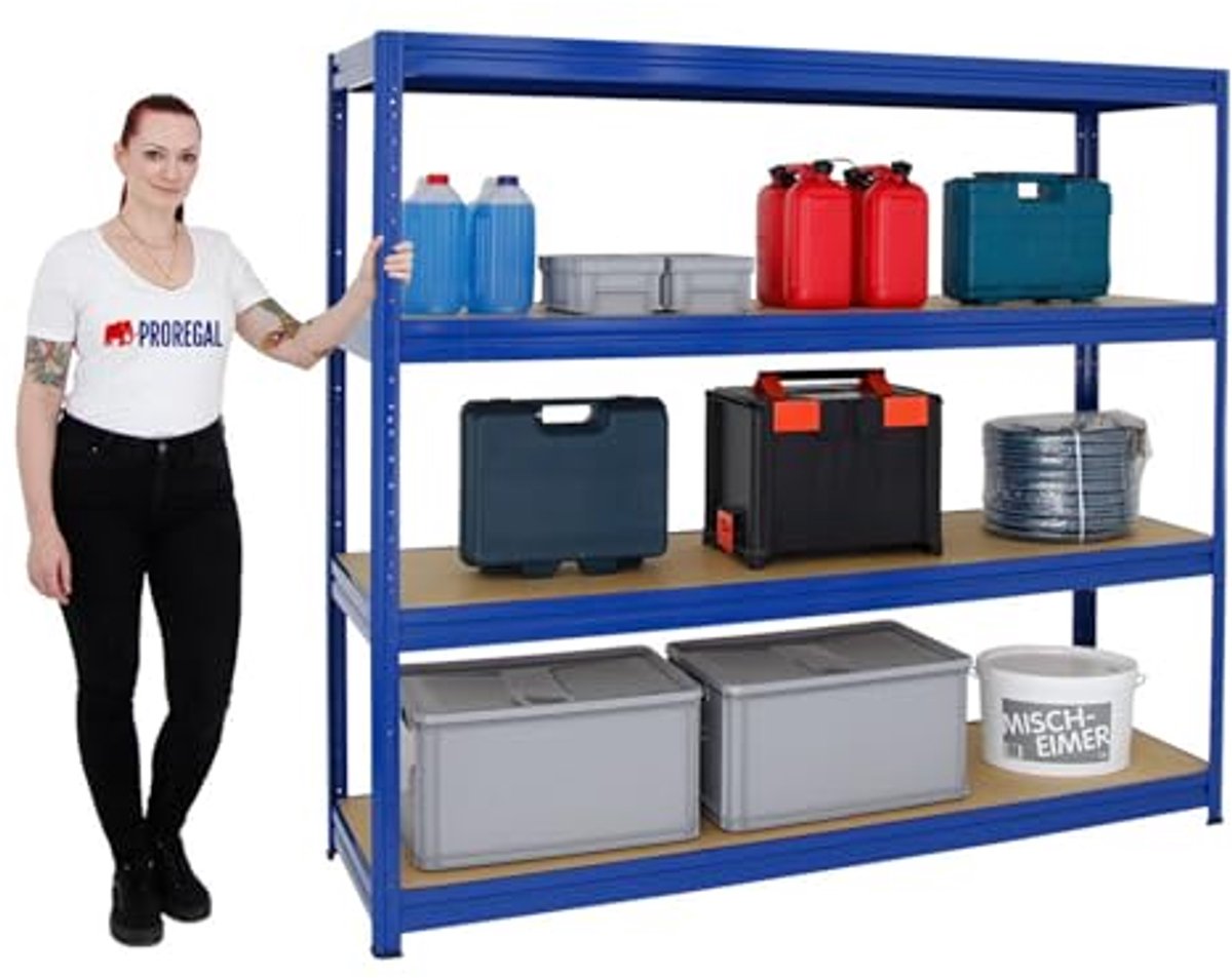 Heavy Duty Rek voor Zware Lasten - 180x200x60cm - Draagkracht 500kg - Blauw