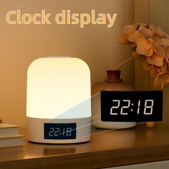 Nachtlampje volwassenen-nachtlampje kinderen-nachtlampje baby-Oplaadbaar babynachtlampje met afstandsbediening - Aanraaksensor - 3 kleuren (wit/warm/warmwit) - Timer en klok - Geschikt voor de kinderkamer, borstvoeding en op reis - Wit - 8x8x10,9cm van Acalmi — afbeelding 4
