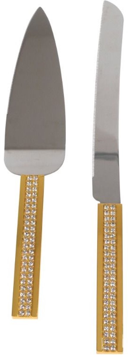 Cinar Gebakbestek - 2-delig - Bruidstaart Snijset - Goud