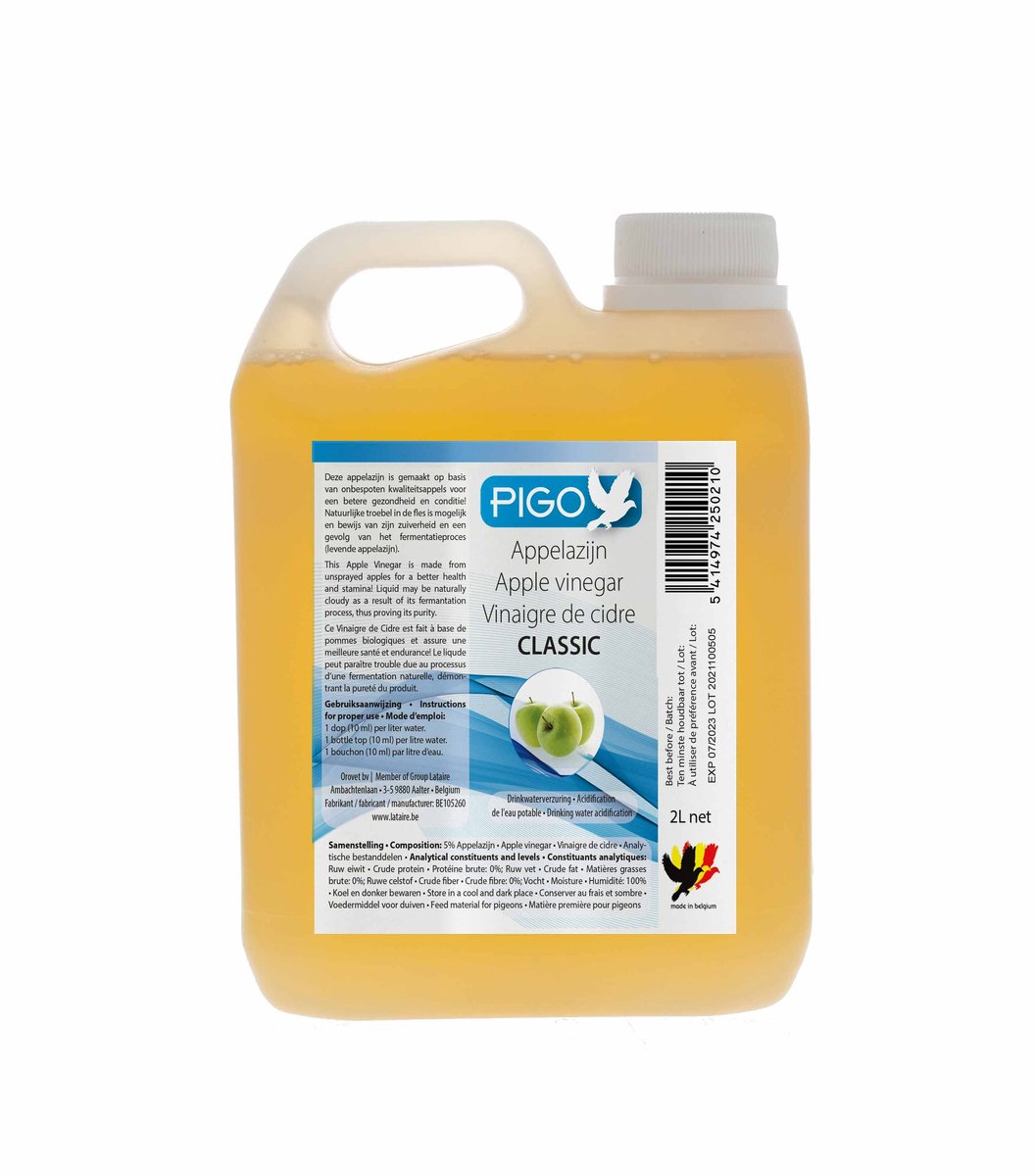 Pigo Appelazijn Classic 2L - voor postduiven