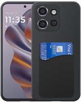 Geschikt voor Motorola Edge 50 Neo Telefoonhoesje met Siliconen Pasjeshouder - Flexible Back Cover Case Siliconen TPU with Silicone Cardslot - Zwart - Smartphonica geschikt voor Motorola Edge 50 Neo