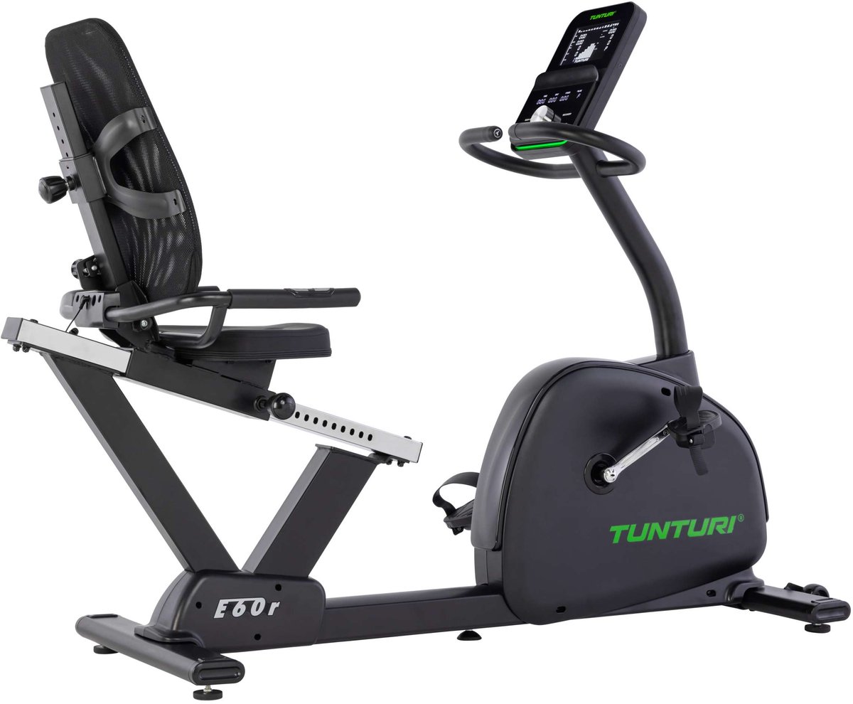 Tunturi Signature E60 Ligfiets - Fitness fiets met lage instap - Ergonomisch verstelbaar - 48 programma's - Transportwielen