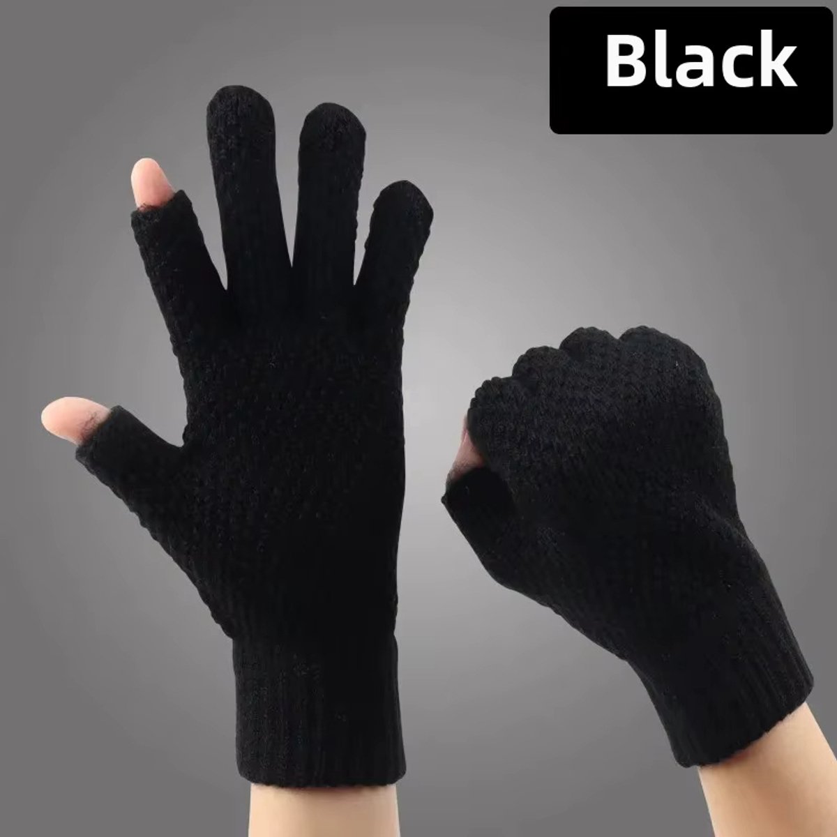 Winter Warme Vingerloze Handschoenen met Twee Open Vingers – Verdikte Fleecevoering | Unisex Handschoenen voor Mannen, Vrouwen en Studenten | Outdoor Handschoenen, Fietshandschoenen, Autorijden Handschoenen