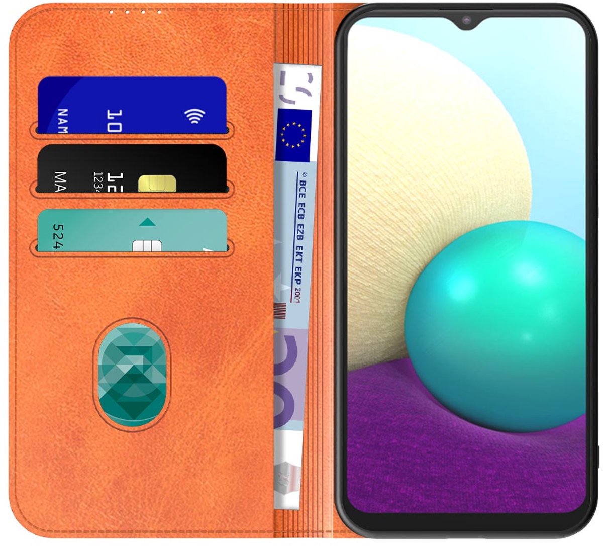 Geschikt voor Samsung Galaxy A02 Telefoonhoesje Bruin Kunstleer Met Magnetische Sluiting - Portemonnee BookCase Met Pasjeshouder - ProtX