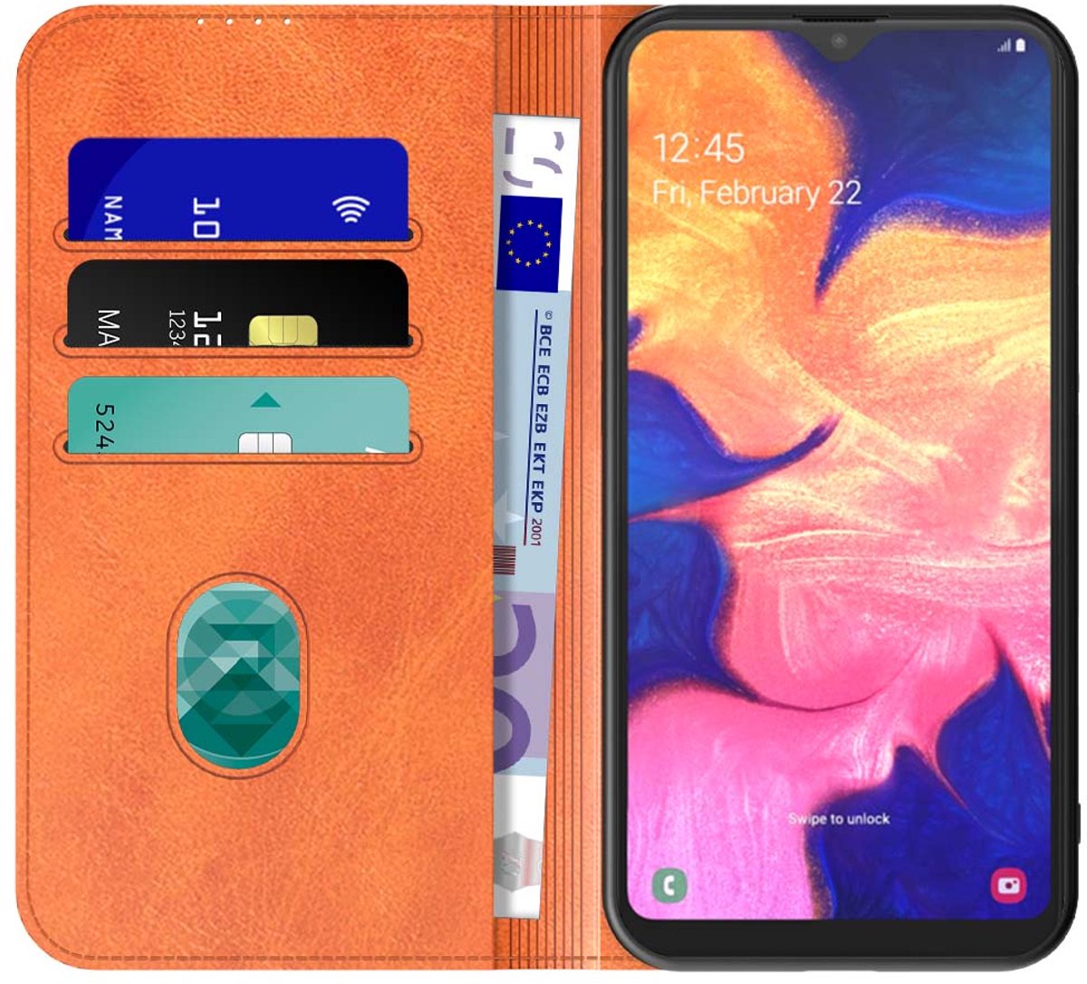 Geschikt voor Samsung Galaxy A10 Telefoonhoesje Bruin Kunstleer Met Magnetische Sluiting - Portemonnee BookCase Met Pasjeshouder - ProtX