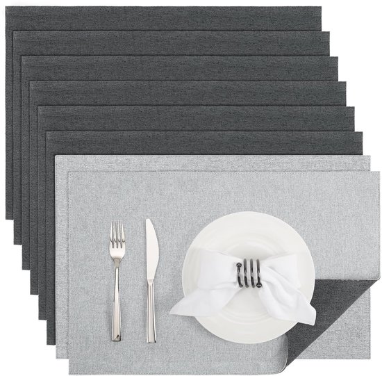 Wasbare placemats - Imitatielinnen - Set van 8 - 45x30 cm