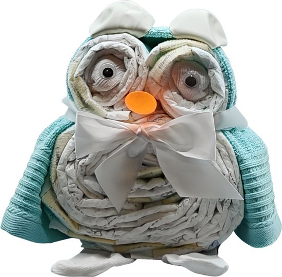 De Zoetebekjes® - Luiertaart - Pampertaart - Kraamcadeau - Uiltjesknapper - Munt Groen — afbeelding 2