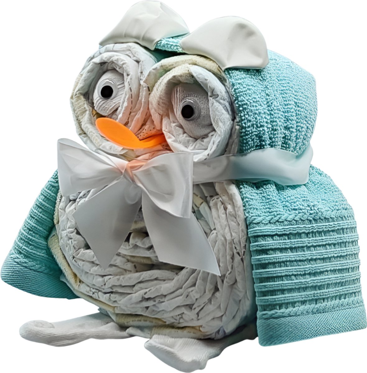 De Zoetebekjes® - Luiertaart - Pampertaart - Kraamcadeau - Uiltjesknapper - Munt Groen
