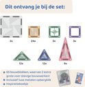 Inhoud van de LearnetiQ set: diverse gekleurde magneetstenen, opbergblik en inspiratieboek.