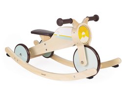 Product: Janod Bikloon - 2-in-1 Houten Schommelmotor & Driewieler Met Vintage Motorfiets-Look - Gemakkelijk Om Te Bouwen Loopfiets - Geschikt Vanaf 1 Jaar, van het merk Janod