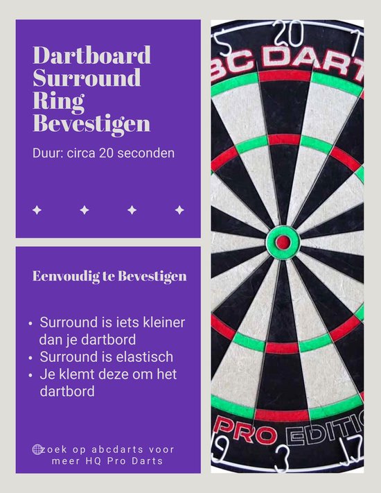 ABC Darts - PU Rubberen Dartbord Surround Ring - Dartbord Bescherm ring - Zwart van ABC Darts — afbeelding 2