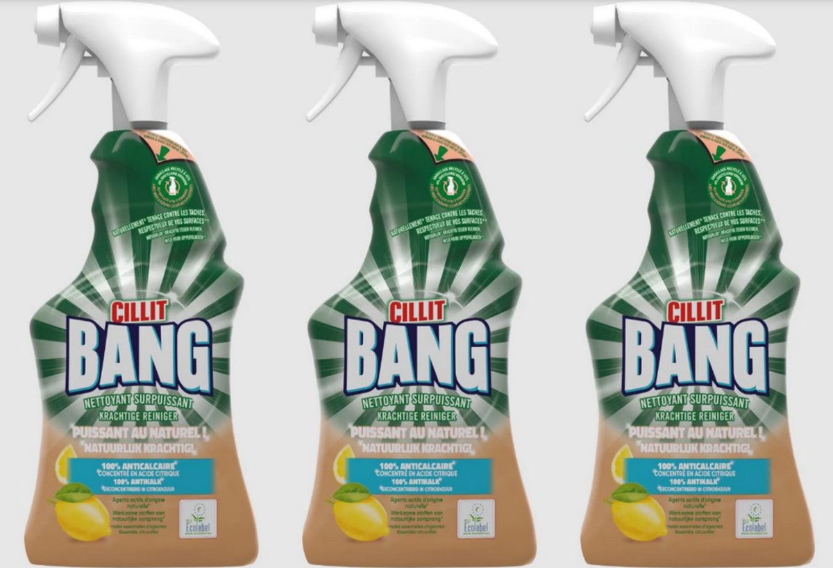Cillit Bang - Reinigingsspray - Krachtig met natuurlijk citroenzuur - Voordeelverpakking - 3x750ml
