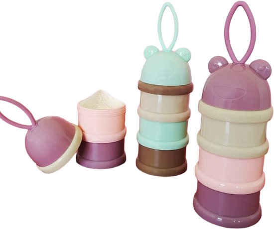 Melkdispenser - Draagbare melkpoederdispenser met 4 compartimenten en schenktuit - Stapelbare doos - Geschikt voor snacks - Melkpoeder - Snacks - Lichtblauw - Maat 11 — afbeelding 2